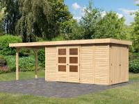 Karibu Woodfeeling Gartenhaus Retola 5 mit Anbauschrank und Anbaudach 2,80 Meter