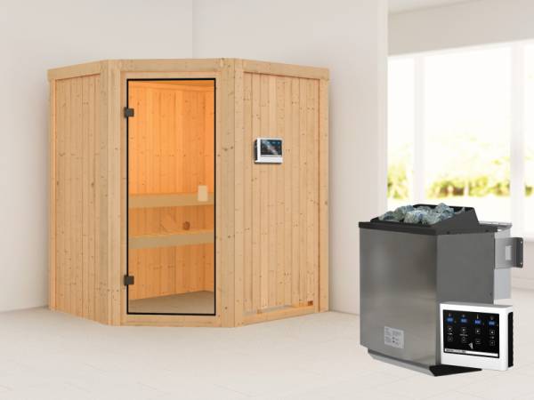 Karibu Sauna Faurin- klassische Saunatür- 4,5 kW Bioofen ext. Strg