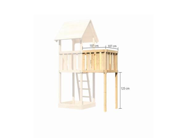 Akubi Spielturm Danny Satteldach + Rutsche grün + Einzelschaukel + Anbauplattform + Netzrampe