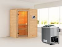 Karibu Woodfeeling Sauna Franka - Classic Saunatür - 4,5 kW BIO-Ofen ext. Strg - ohne Dachkranz