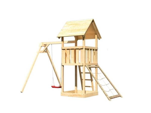 Akubi Spielturm Lotti mit Einzelschaukel und Netzrampe