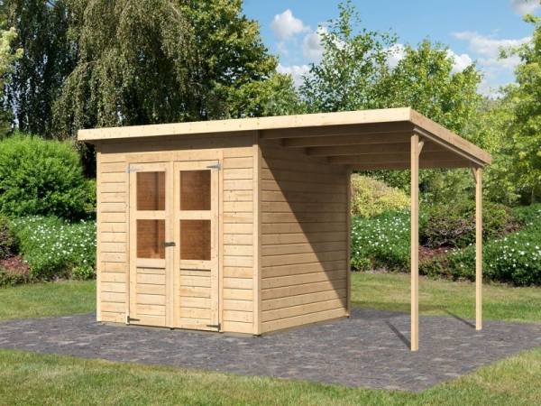 Karibu Gerätehaus Merseburg 4 SET mit Anbaudach Karibu Gerätehaus Merseburg 4 SET mit Anbaudach