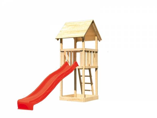 Akubi Spielturm Lotti Set mit Wellenrutsche in rot