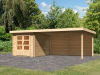 Karibu Woodfeeling Gartenhaus Bastrup 4 mit Anbaudach 4 Meter inkl. Rückwand