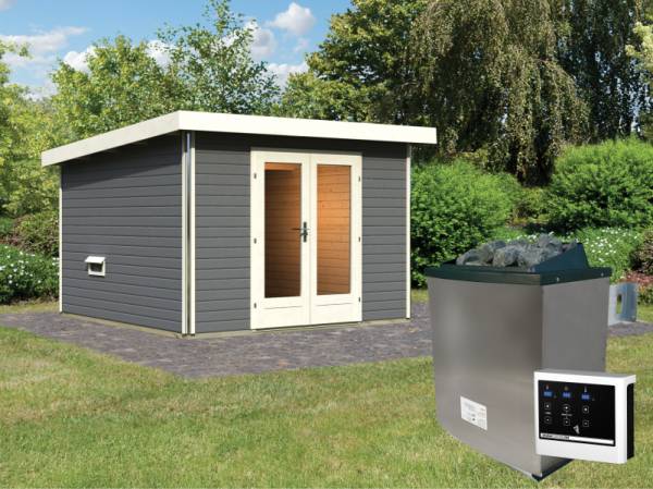 Karibu Saunahaus Mainburg 1 Set 0, inkl. 9 kW Ofen ext. Steuerung, terragrau