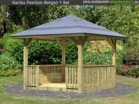 Karibu 4-Eck Pavillon Classic Bergen 1 mit Brüstung und Fußboden Set kdi