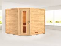 Karibu Sauna Leona 38 mm ohne Dachkranz- ohne Ofen- energiesparende Tür