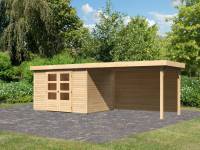 Karibu Woodfeeling Gartenhaus Askola 5 mit Anbaudach 2,8 m, Rückwand