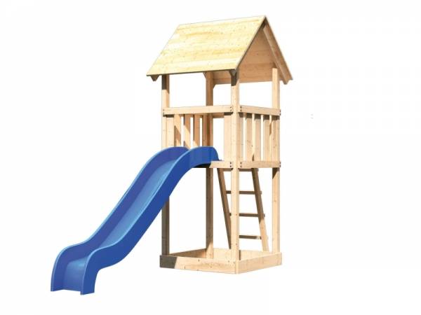 Akubi Spielturm Lotti Set mit Wellenrutsche in blau