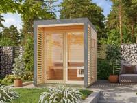 Karibu Hybrid Saunahaus Ares 1, naturbelassen/graualuminium -ohne Ofen-