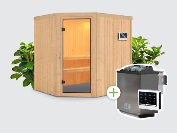 OSB smart choice Sauna Badillo inkl. 9 kW Bioofen ext. Steuerung, mit klassischer Saunatür
