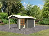 Karibu Gartenhaus Theres 4 terragrau- 1 Dachbausbauelement