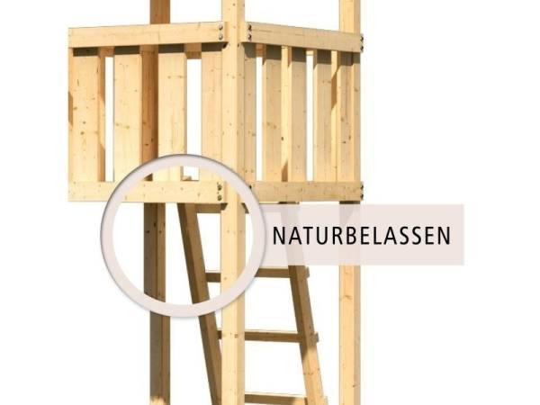 Akubi Spielturm Lotti natur- Anbauplattform- Einzelschaukel- Rutsche grün