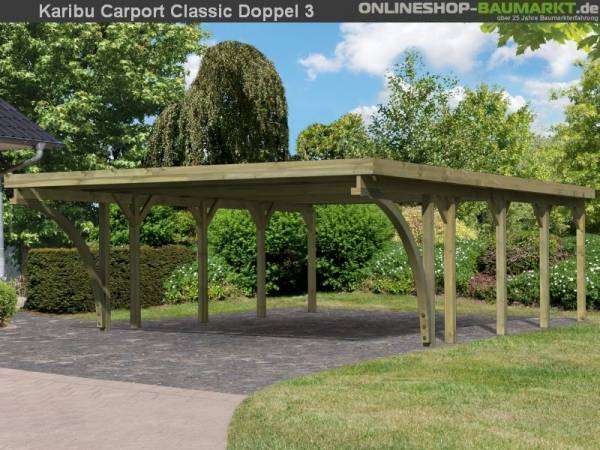 Karibu Carport Classic Doppel 3 mit 2 Einfahrtsbögen kdi Karibu Carport Classic Doppel 3 mit 2 Einfahrtsbögen kdi
