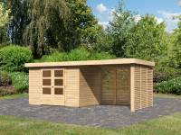 Karibu Woodfeeling Gartenhaus Askola 4 mit Anbaudach 2,8 m, Lamellenwände