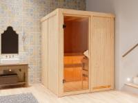 Karibu Sauna Norin inkl. 9 kW Ofen ext. Steuerung - klassiche Tür- ohne Dachkranz -
