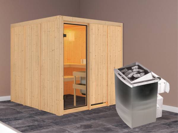 Karibu Systemsauna-Set Tromsö Gr. 4 - 9 kW Ofen integr. Strg Karibu Systemsauna-Set Tromsö Gr. 4 - 9 kW Ofen integr. Strg
