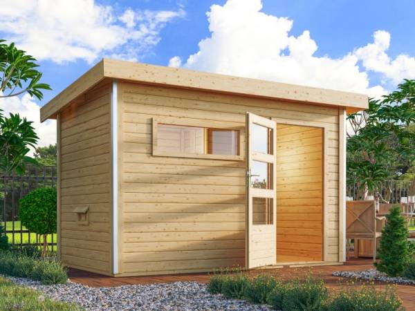 Karibu Aktionssaunahaus Erik 1 38 mm mit 9 kW Ofen ext. Strg. naturbelassen Karibu Aktionssaunahaus Erik 1 38 mm mit 9 kW Ofen ext. Strg. naturbelassen