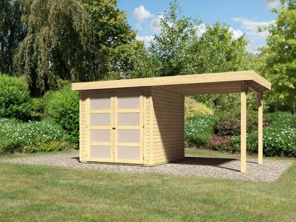 Karibu Gartenhaus Mühlendorf 2 mit Anbaudach 2,40 m Karibu Gartenhaus Mühlendorf 2 mit Anbaudach 2,40 m