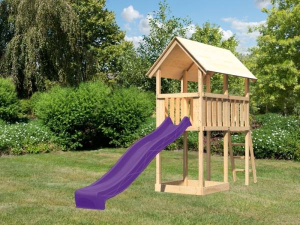 Akubi Spielturm Danny mit Rutsche in violett Akubi Spielturm Danny mit Rutsche in violett