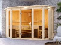 Karibu Sauna Alcinda mit Dachkranz- ohne Ofen 68 mm