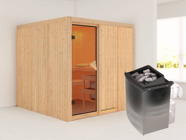 Rodin - Karibu Sauna inkl. 9-kW-Ofen - ohne Dachkranz -