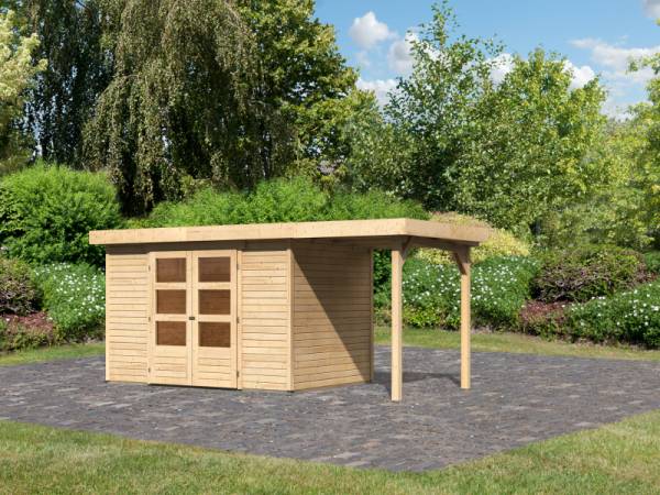 Karibu Gartenhaus Askola 4 mit Anbaudach 1,5 Meter