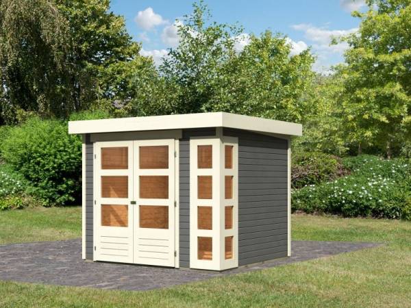 Karibu Aktions Gartenhaus Kerken 3 terragrau inkl. Fußboden