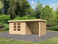 Karibu Woodfeeling Gartenhaus Askola 4 mit Anbaudach 2,4 m, Lamellenwände