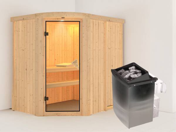 Karibu Sauna Lavea- 4,5 kW Ofen integr. Strg- Rundbogen