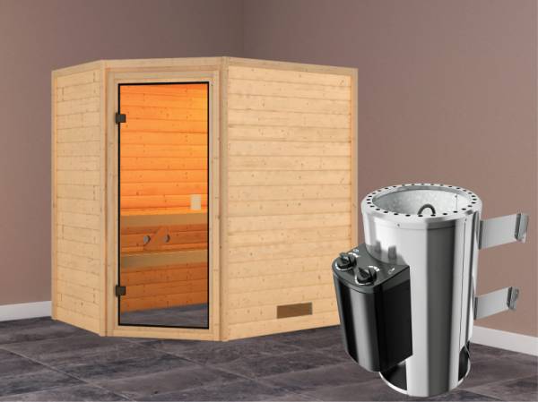 Cilja - Karibu Sauna Plug &amp; Play inkl. 3,6 kW-Ofen - ohne Dachkranz -