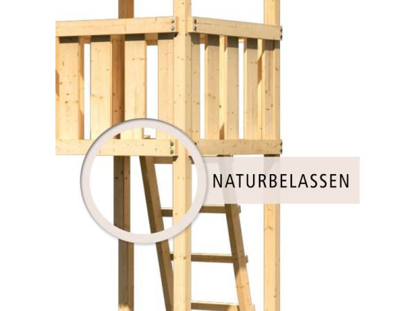 Akubi Spielturm Anna + Rutsche grün + Doppelschaukelanbau Klettergerüst + Netzrampe