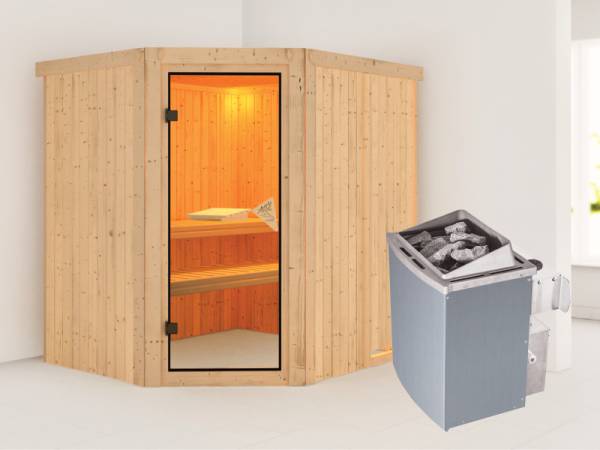 Siirin - Karibu Sauna inkl. 9-kW-Ofen - ohne Dachkranz - Siirin - Karibu Sauna inkl. 9-kW-Ofen - ohne Dachkranz -