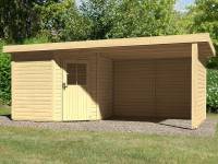 Karibu Woodfeeling Gartenhaus Neuruppin 2 natur mit Schleppdach 3,00 Meter, Seiten- und Rückwand