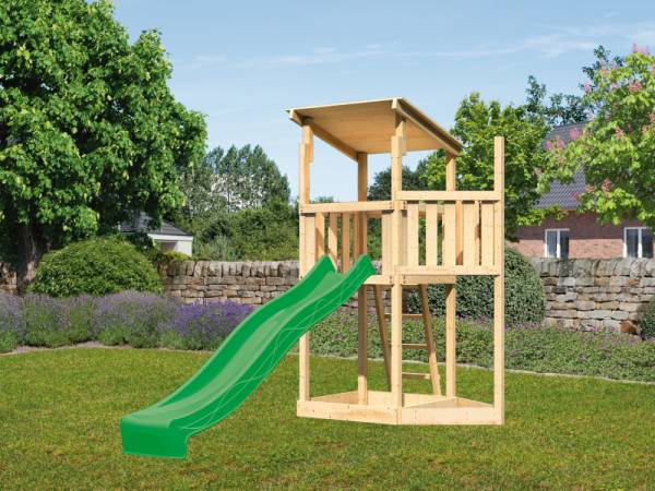 Akubi Spielturm Anna + Rutsche grün + Schiffsanbau oben Akubi Spielturm Anna + Rutsche grün + Schiffsanbau oben