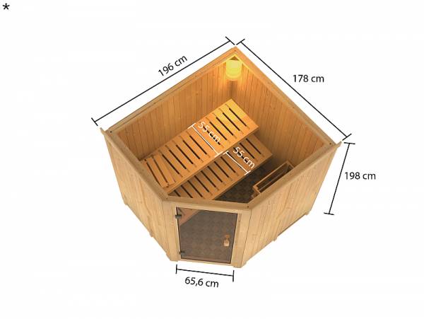 Karibu Woodfeeling Sauna Bodo- klassische Saunatür- 4,5 kW Ofen integr. Strg