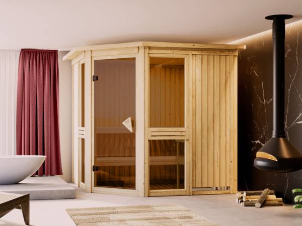 Amelia 2 - Karibu Sauna ohne Ofen - inkl. Dachkranz - Amelia 2 - Karibu Sauna ohne Ofen - inkl. Dachkranz -