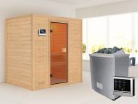 Karibu Woodfeeling Sauna Sonja - Classic Saunatür - 4,5 kW Ofen ext. Strg. - ohne Dachkranz