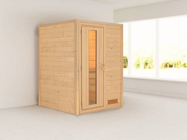 Karibu Woodfeeling Massivholzsauna Svenja 38 mm - energiesparende Tür Karibu Woodfeeling Massivholzsauna Svenja 38 mm - energiesparende Tür