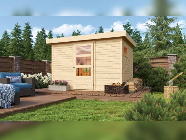 Karibu Gartenhaus Freiburg 4 natur 19 mm