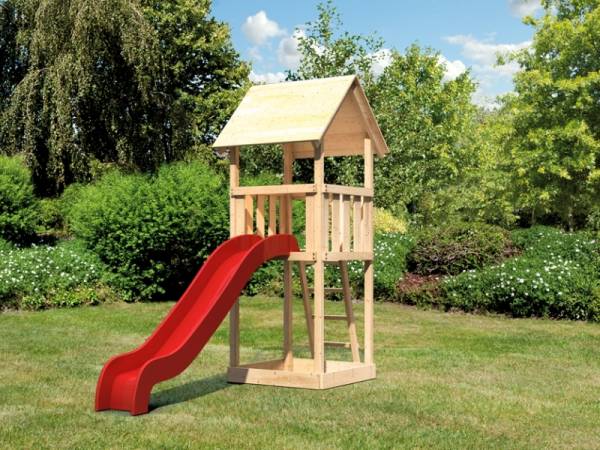 Akubi Spielturm Lotti Set mit Wellenrutsche in rot Akubi Spielturm Lotti Set mit Wellenrutsche in rot