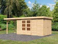 Karibu Woodfeeling Gartenhaus Retola 5 mit Anbauschrank und Anbaudach 2,40 Meter