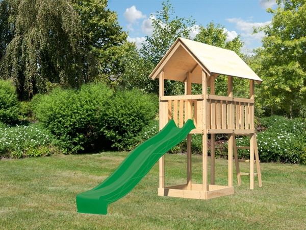 Akubi Spielturm Danny mit Rutsche in grün Akubi Spielturm Danny mit Rutsche in grün