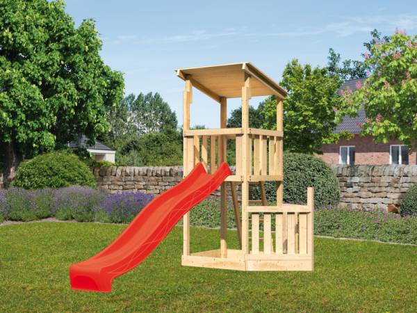 Akubi Spielturm Anna + Rutsche rot + Schiffsanbau unten Akubi Spielturm Anna + Rutsche rot + Schiffsanbau unten