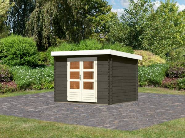 Karibu Gartenhaus Bastrup 3 terragrau