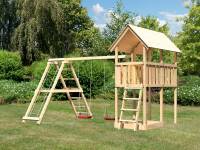Akubi Spielturm Danny Satteldach + Doppelschaukelanbau Klettergerüst