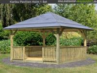 Karibu 4-Eck Pavillon Classic Holm 1 mit Brüstung und Fußboden Set kdi