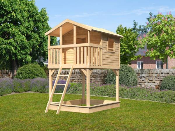 Akubi Stelzenhaus Benjamin naturbelassen mit Sandkasten Akubi Stelzenhaus Benjamin naturbelassen mit Sandkasten