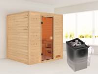 Karibu Sauna Anja inkl. 9 kW Ofen integr. Steuerung, mit klassischer Tür -ohne Dachkranz-