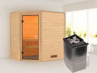 Karibu Sauna Svea inkl. 9 kW Ofen integr. Steuerung mit klassischer Tür -ohne Dachkranz-